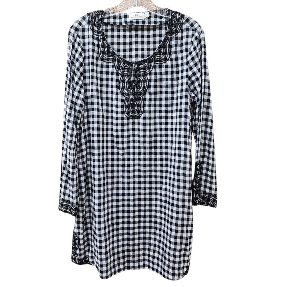 Vineyard Vines Embellished Gingham Cover-Up Tunic Size S  **AS IS**